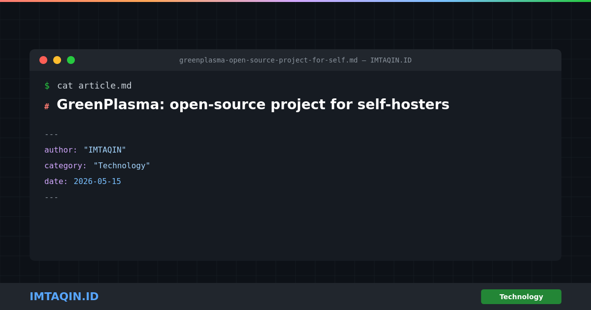 GreenPlasma: open-source project for self-hosters
