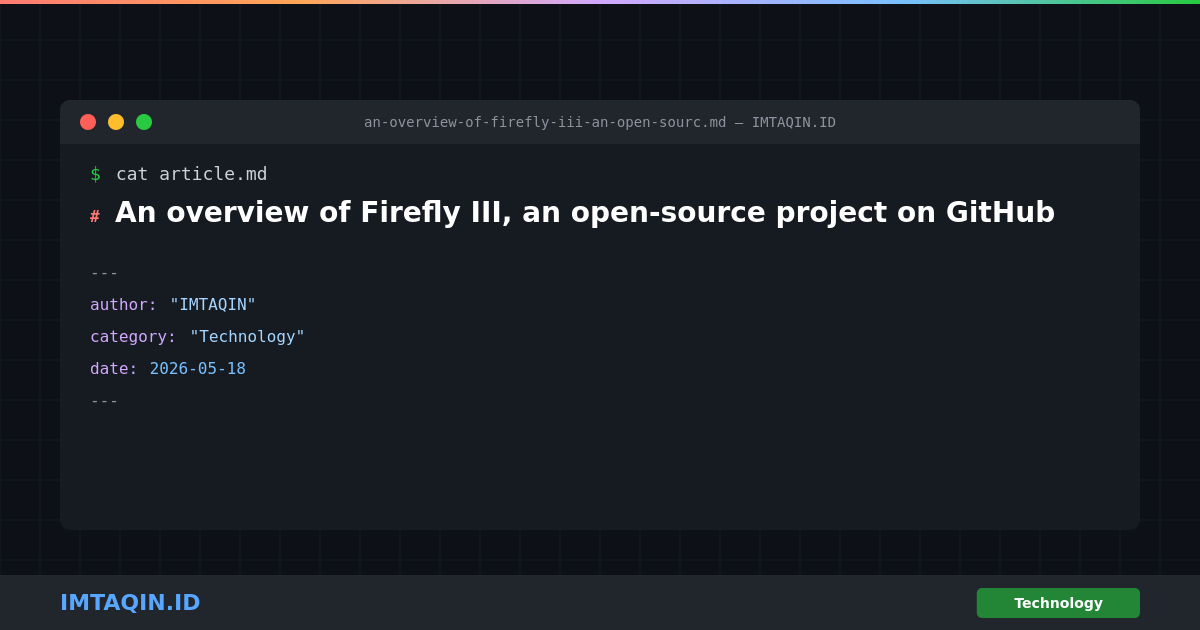 An overview of Firefly III, an open-source project on GitHub