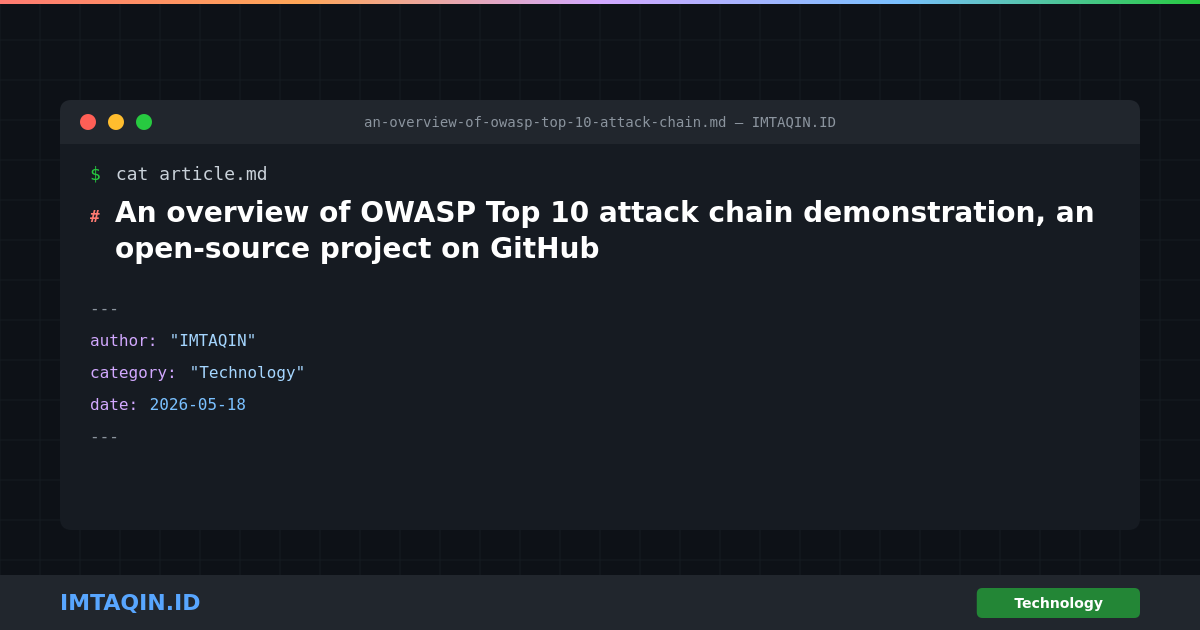 An overview of OWASP Top 10 attack chain demonstration, an open-source project on GitHub
