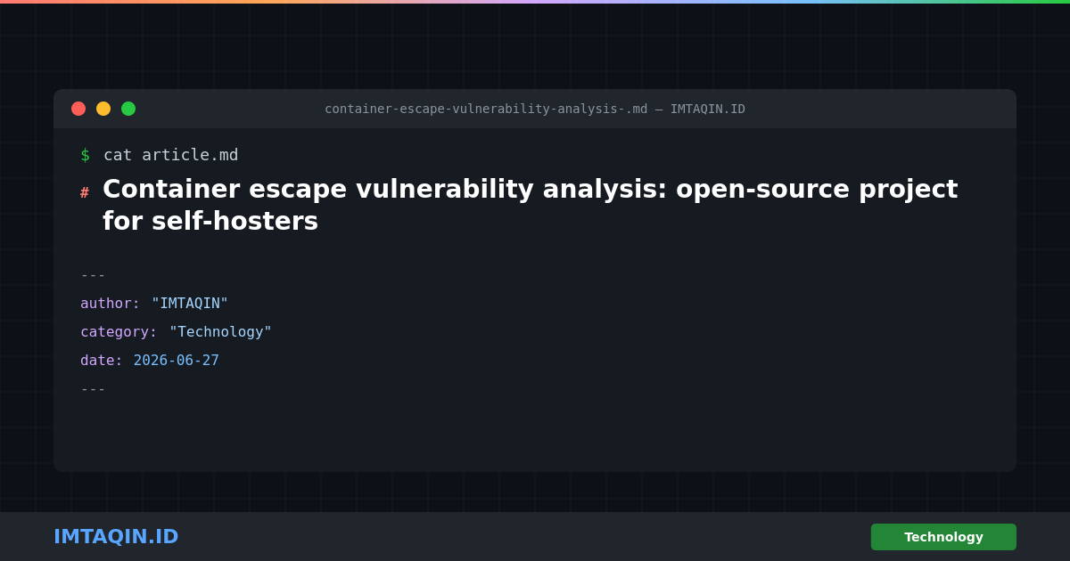 Container escape vulnerability analysis: open-source project for self-hosters