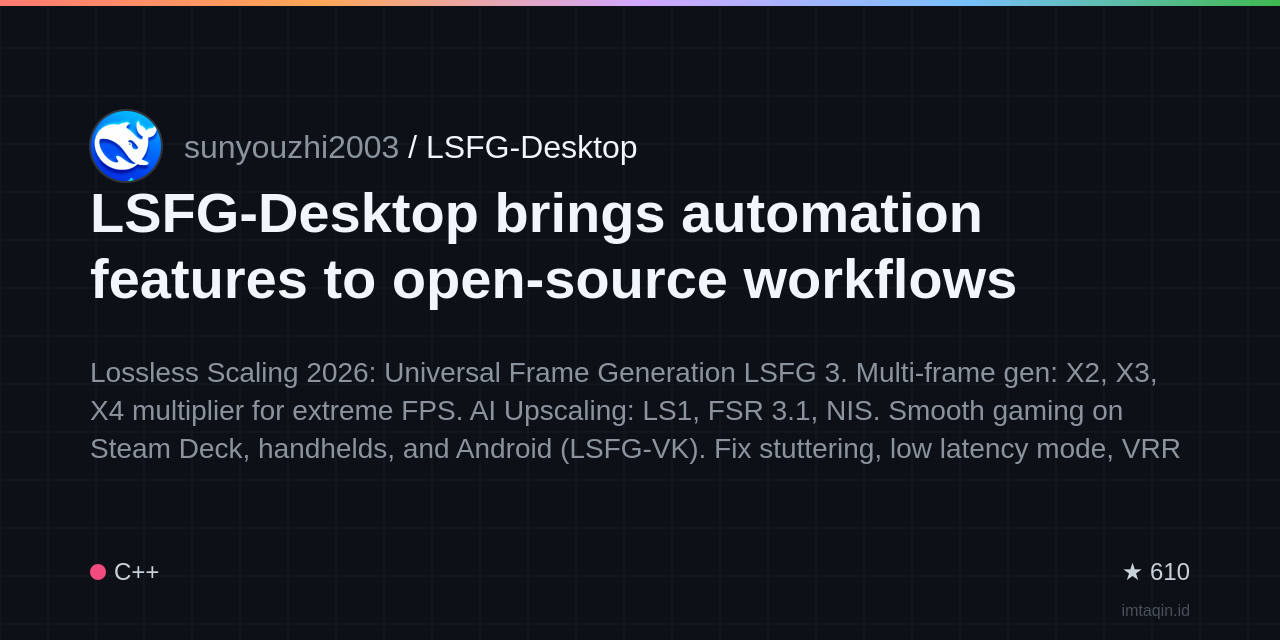 LSFG-Desktop brings automation features to open-source workflows