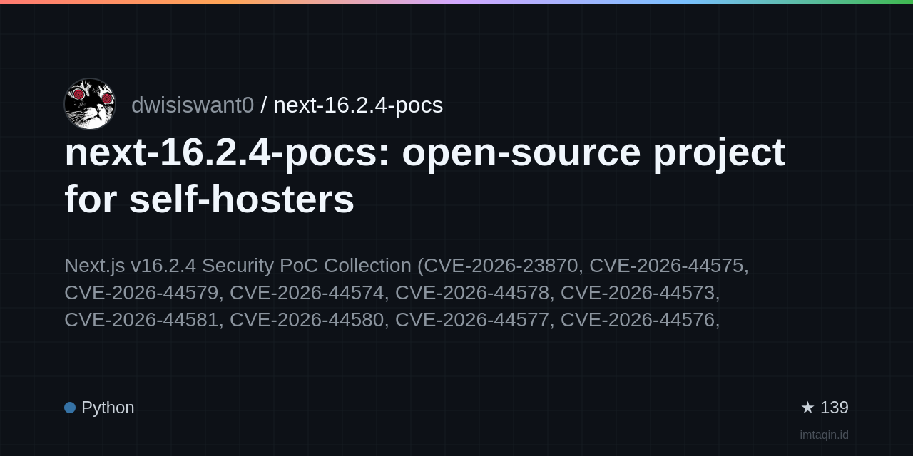 next-16.2.4-pocs: open-source project for self-hosters