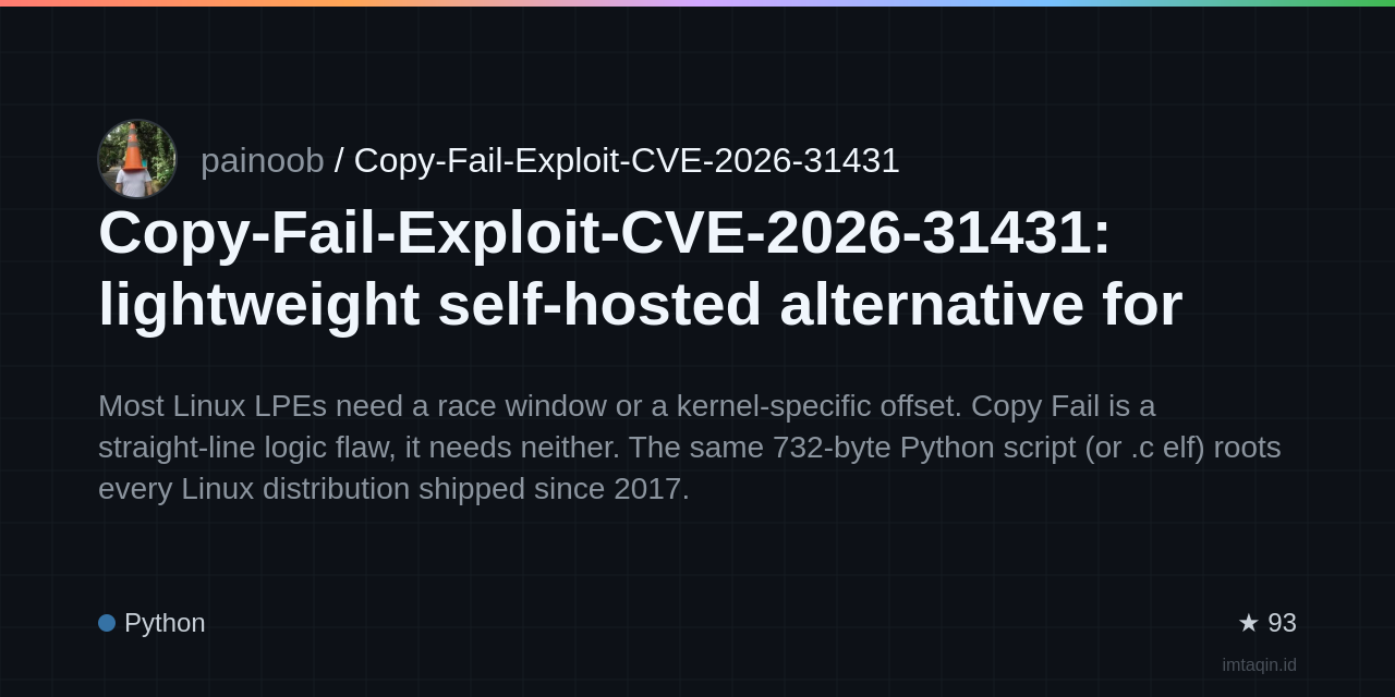 Copy-Fail-Exploit-CVE-2026-31431: lightweight self-hosted alternative for tinkerers