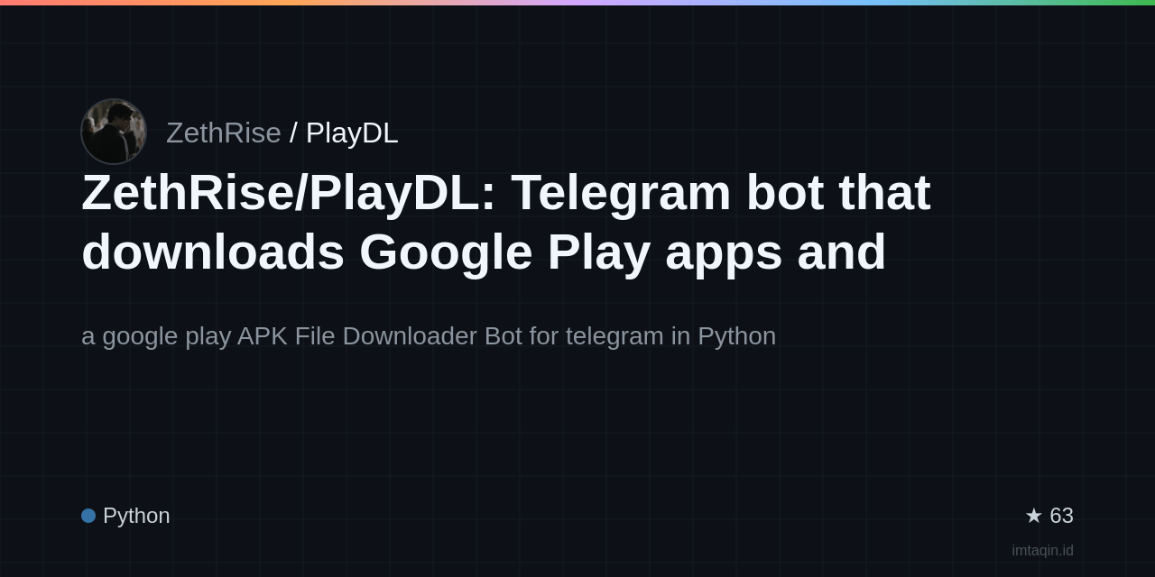 ZethRise/PlayDL: Telegram bot that downloads Google Play apps and merges split APKs