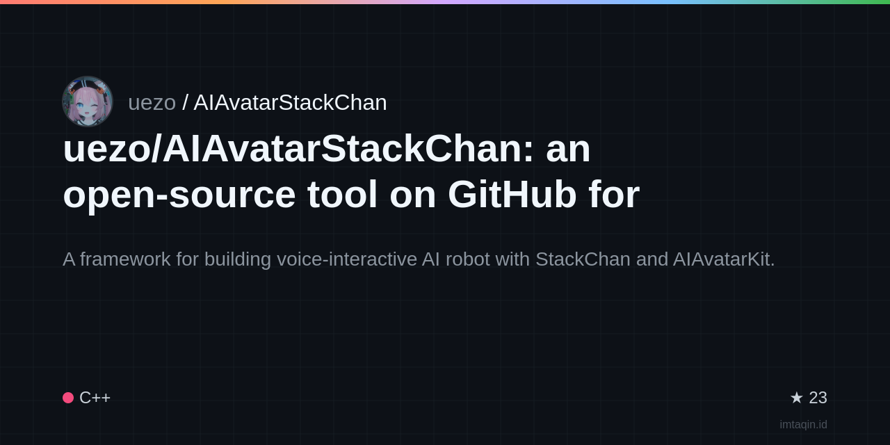 uezo/AIAvatarStackChan: an open-source tool on GitHub for self-hosters