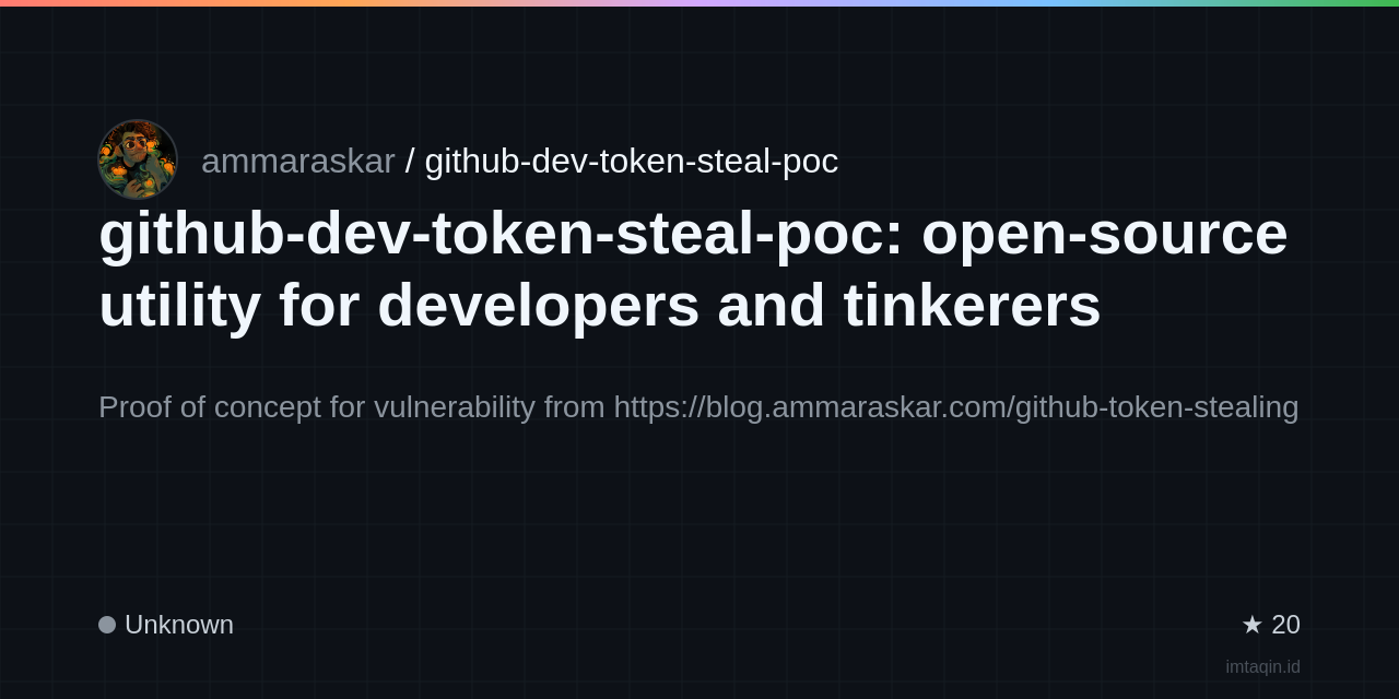 github-dev-token-steal-poc: open-source utility for developers and tinkerers