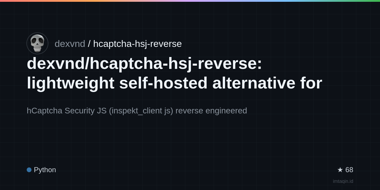 dexvnd/hcaptcha-hsj-reverse: lightweight self-hosted alternative for tinkerers