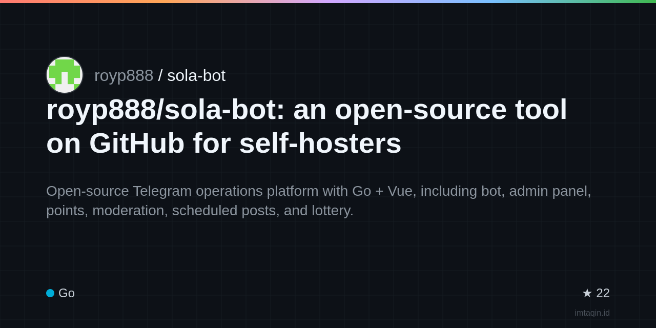 royp888/sola-bot: an open-source tool on GitHub for self-hosters