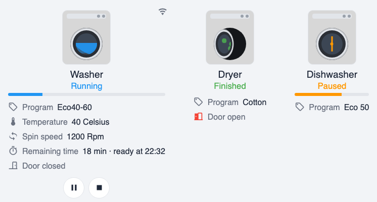 HA Appliance Card screenshot