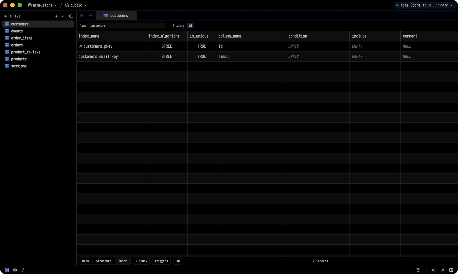 Index editor