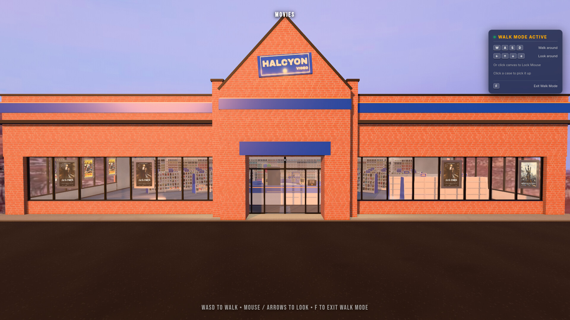 The storefront at sunset