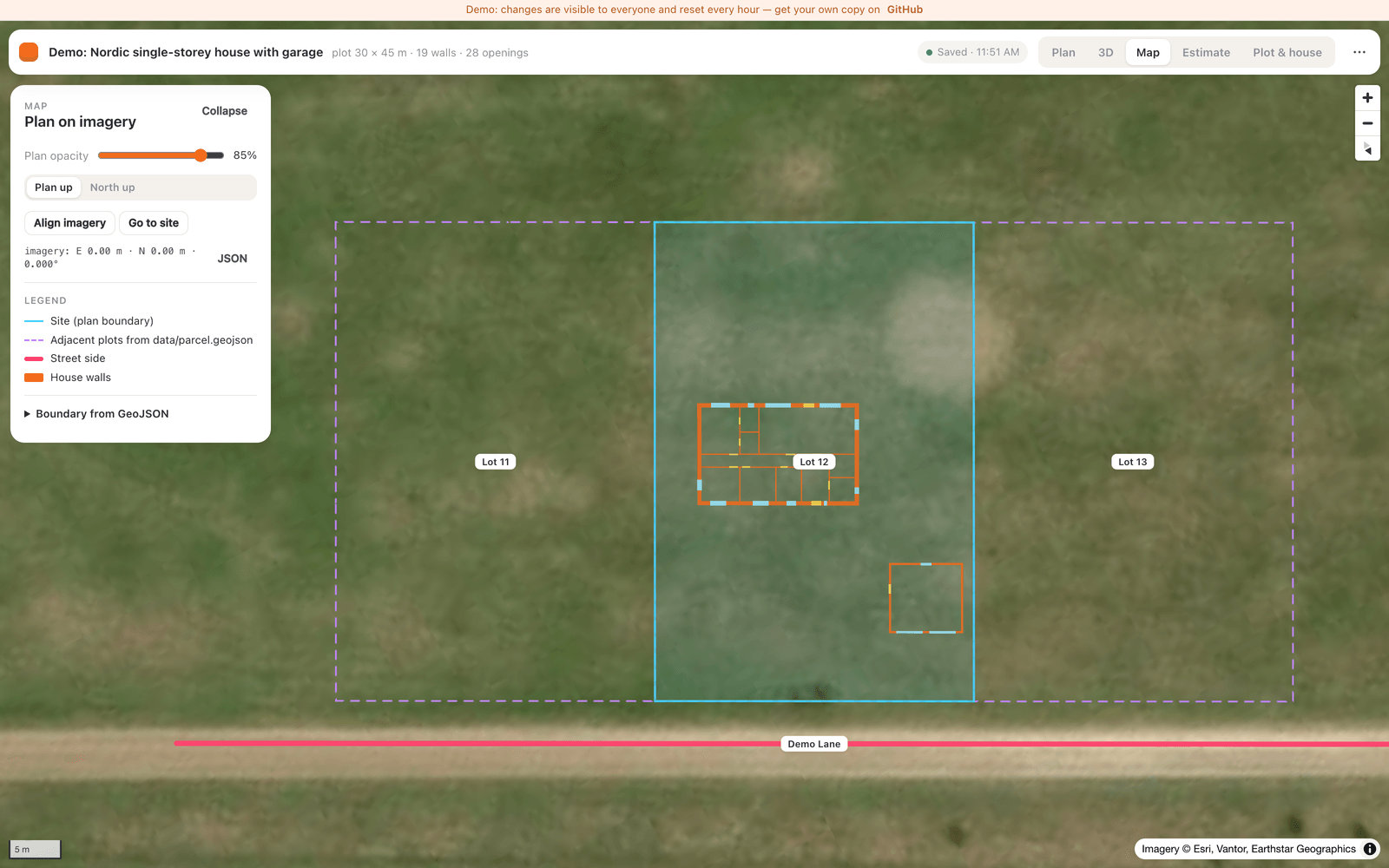 Plan on the satellite map