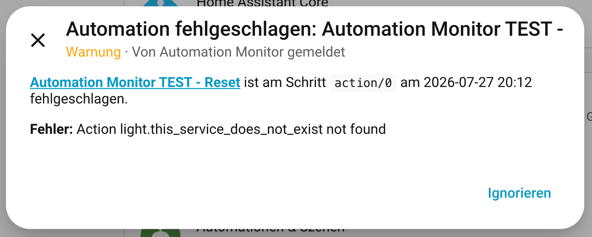 Repairs issue detail, with a clickable link to the automation editor