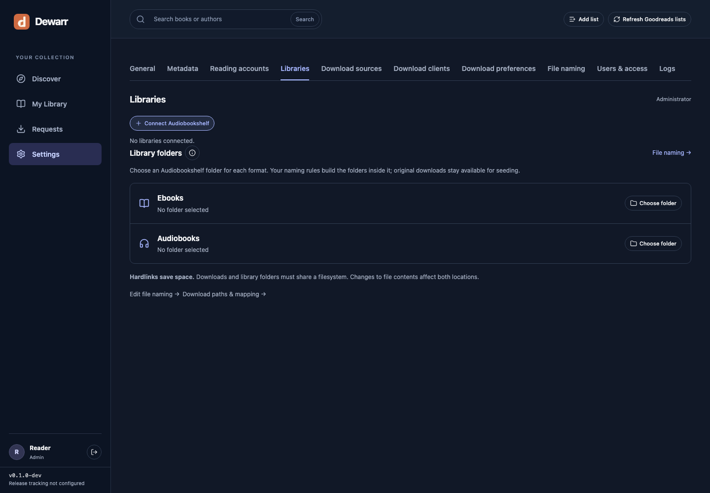 Audiobookshelf library settings