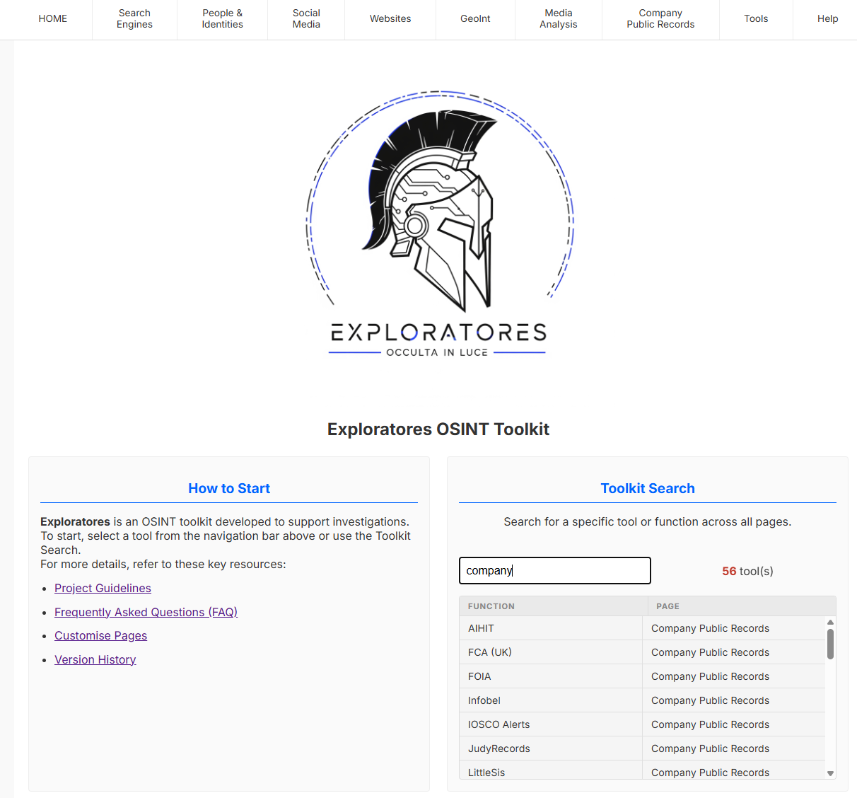 Exploratores home page