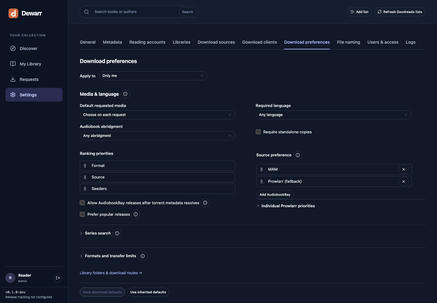 Download preferences and priorities
