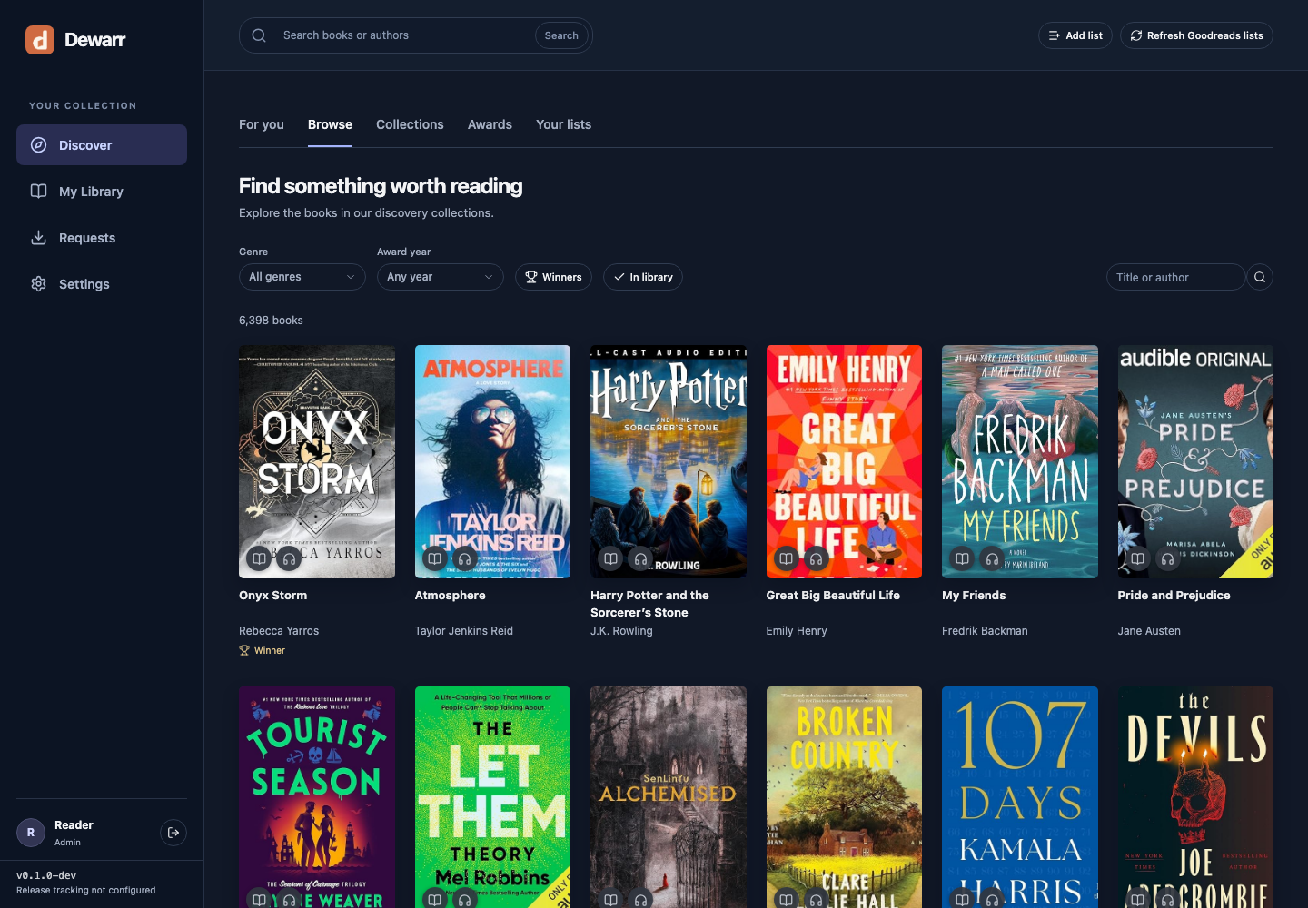 Browse discovery shelves