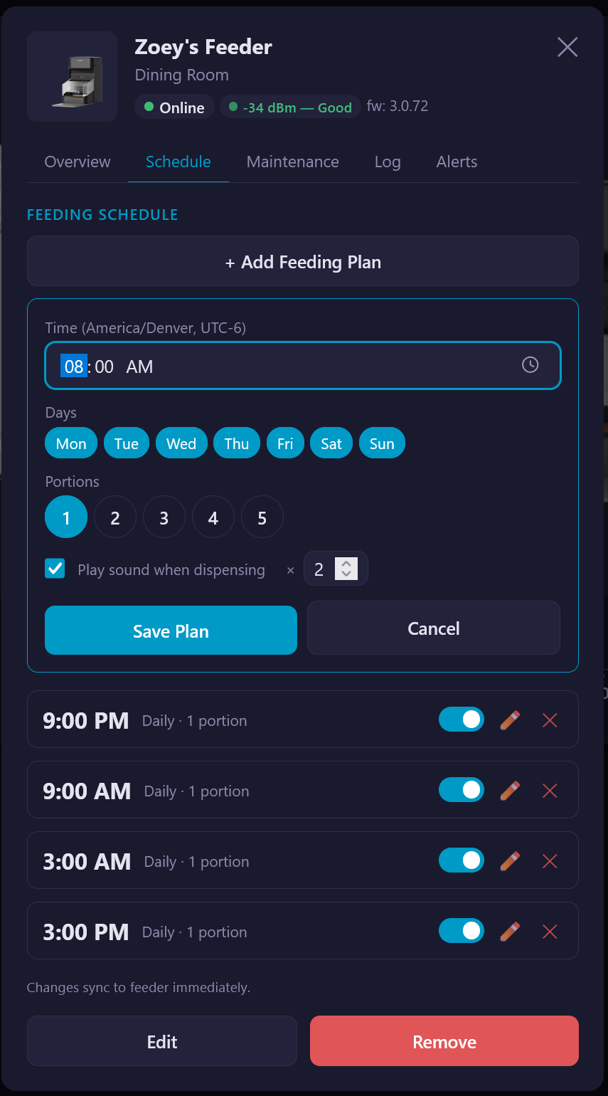 Feeding Schedule