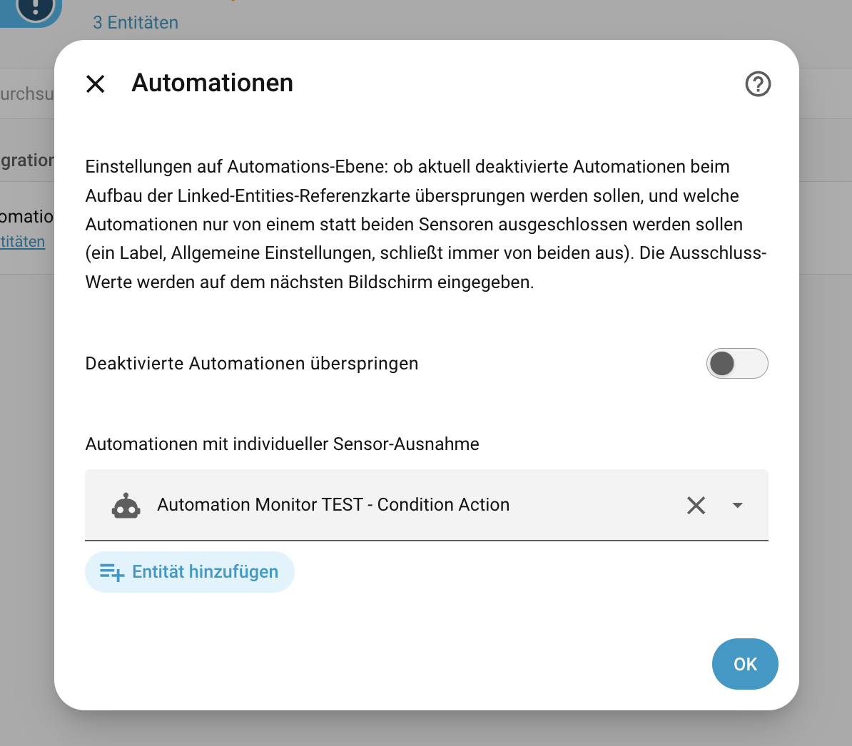 Automations settings screen