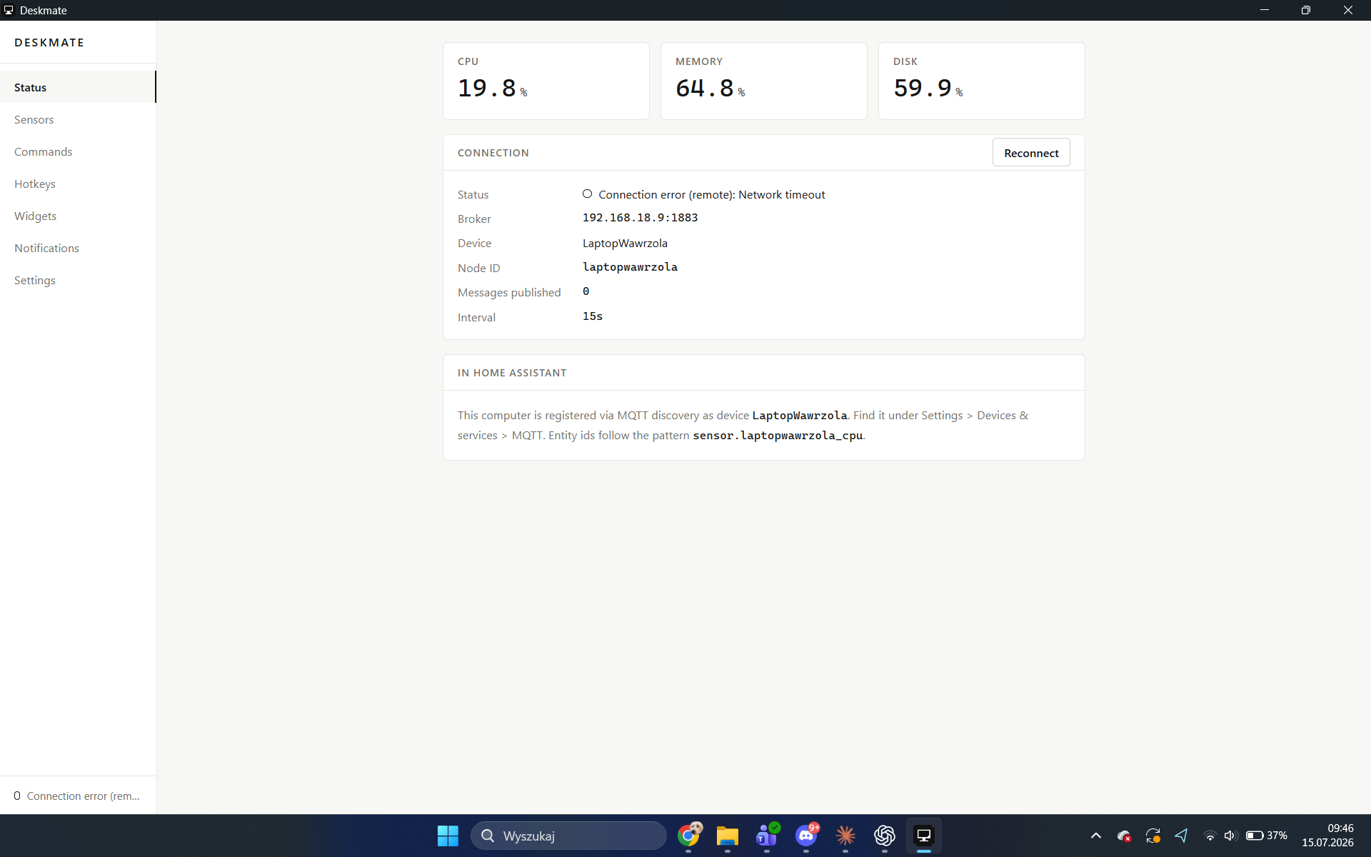 Status tab