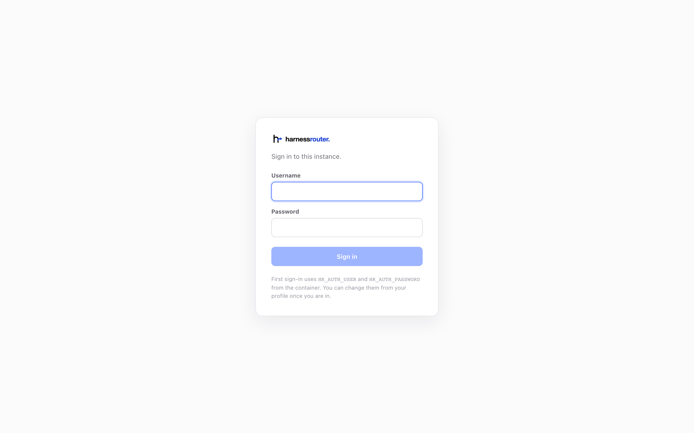 The sign-in screen