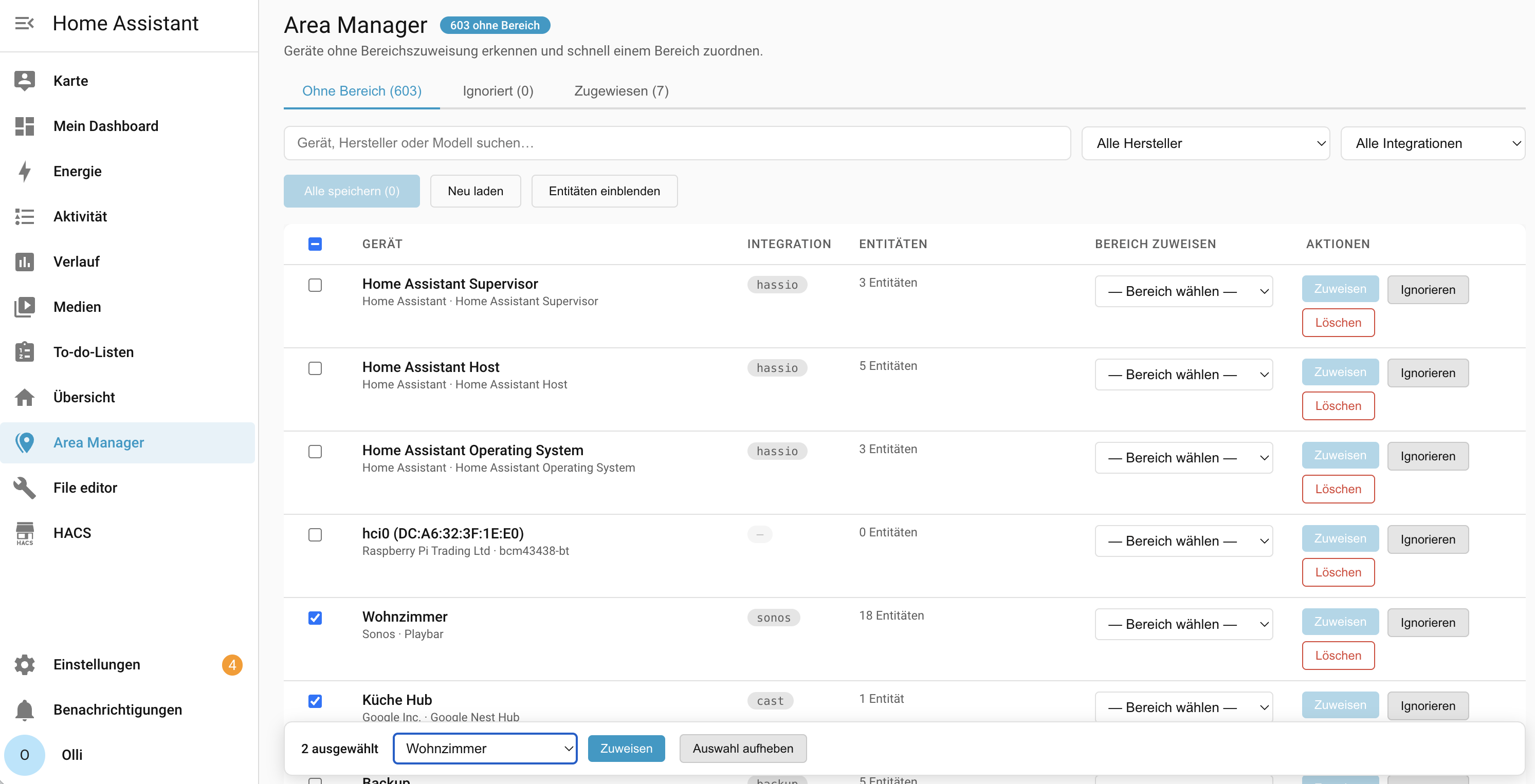 Area Manager screenshot