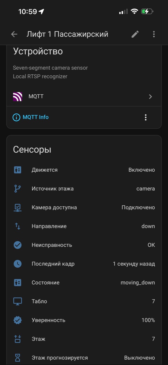 Elevator MQTT device and diagnostic sensors