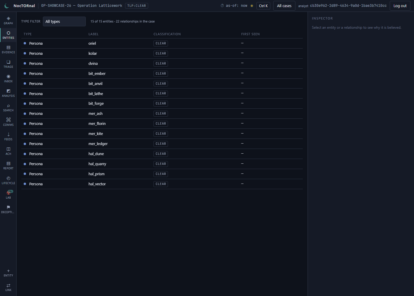 Entity list