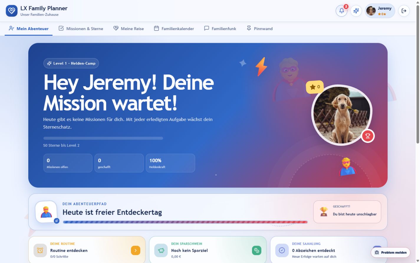 Child profile in the hero theme