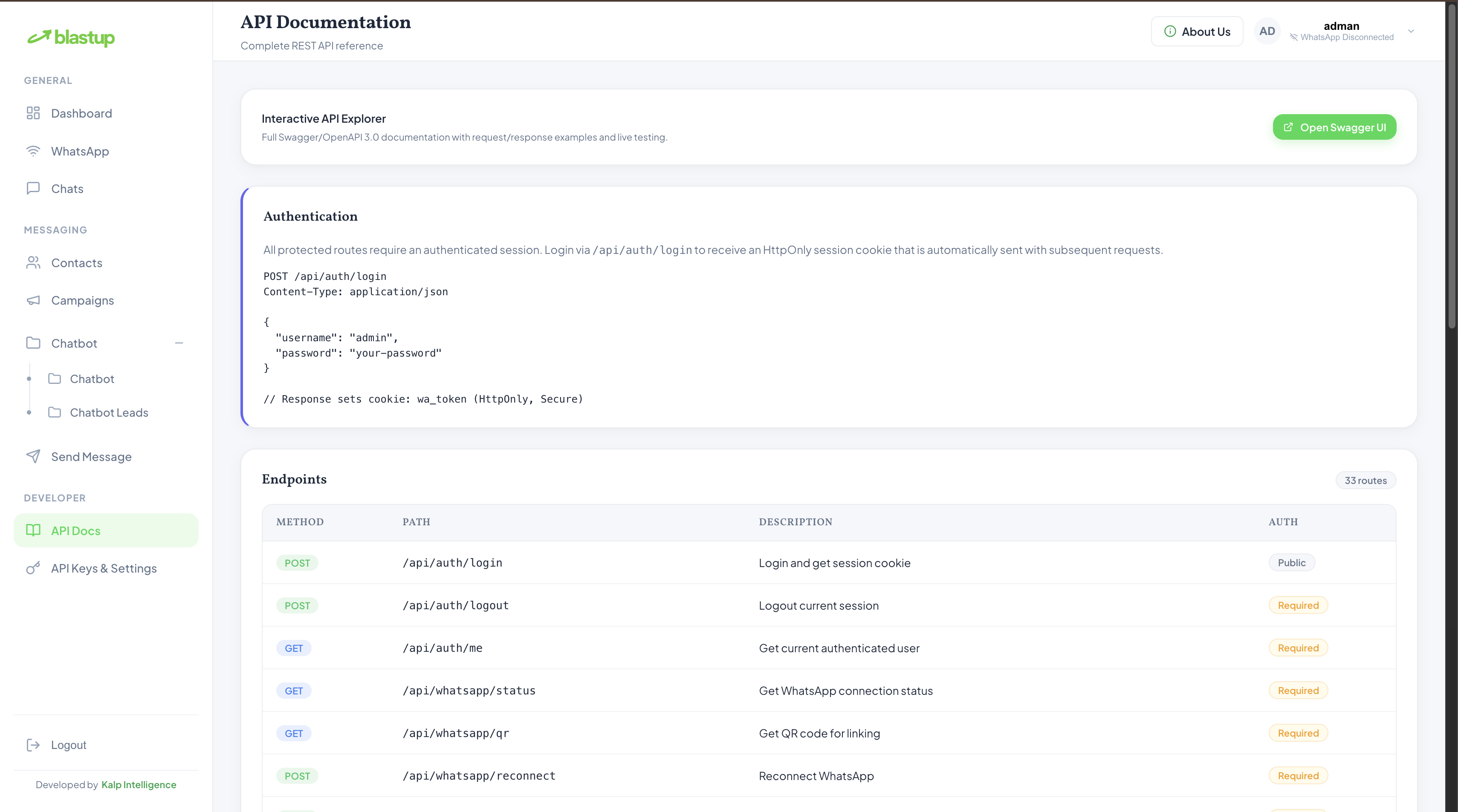 API Settings & Security