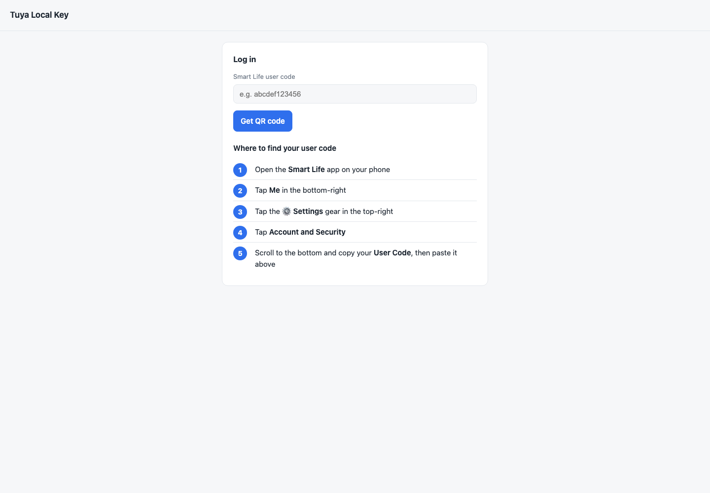 Login screen