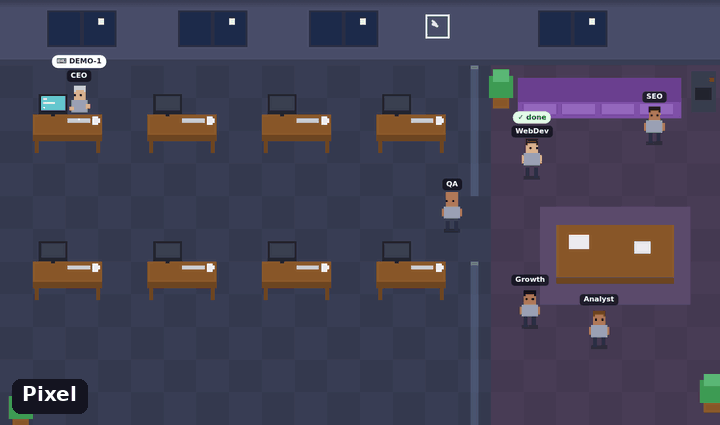 Cubicle: the same office in six themes