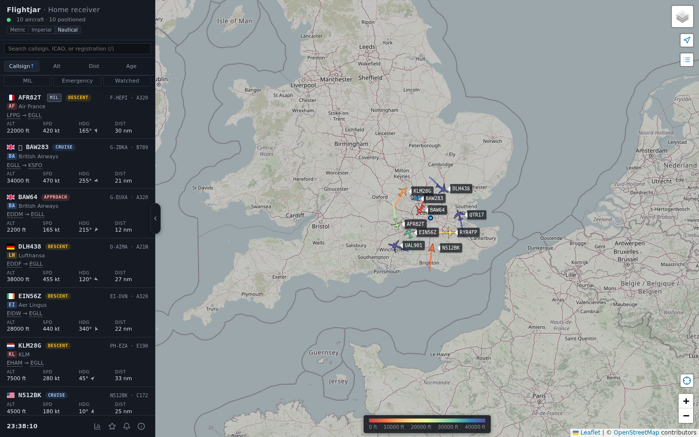 flightjar: A self-hosted Mode S/ADS-B receiver UI: connects to a BEAST feed (...