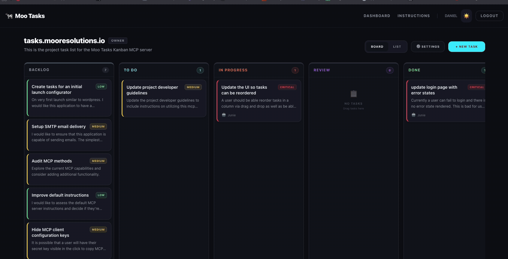moo-tasks: A simple multiuser multiboard task MCP server managed via kanban b...