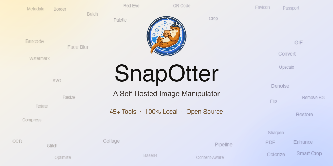 SnapOtter: A Self Hosted Image Manipulator - 45+ tools, local AI, and pipelin...