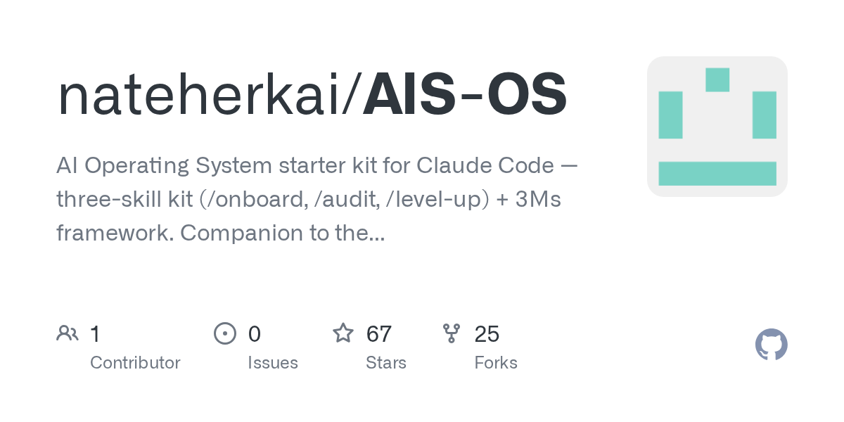 AIS-OS: AI Operating System starter kit for Claude Code — three-skill kit (/on
