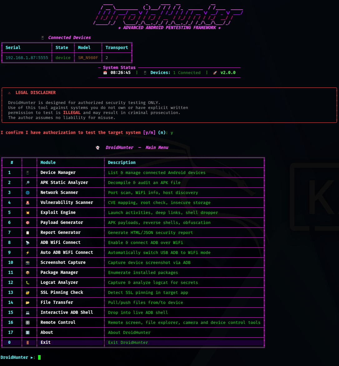 DroidHunter: lightweight self-hosted alternative for tinkerers