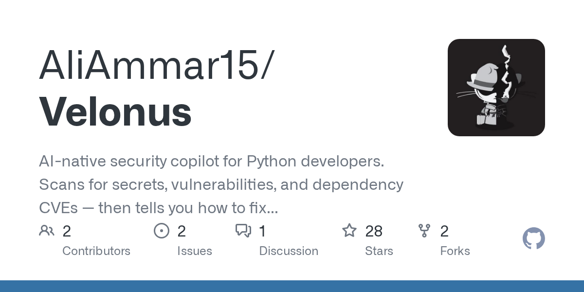 An overview of Velonus, an open-source project on GitHub