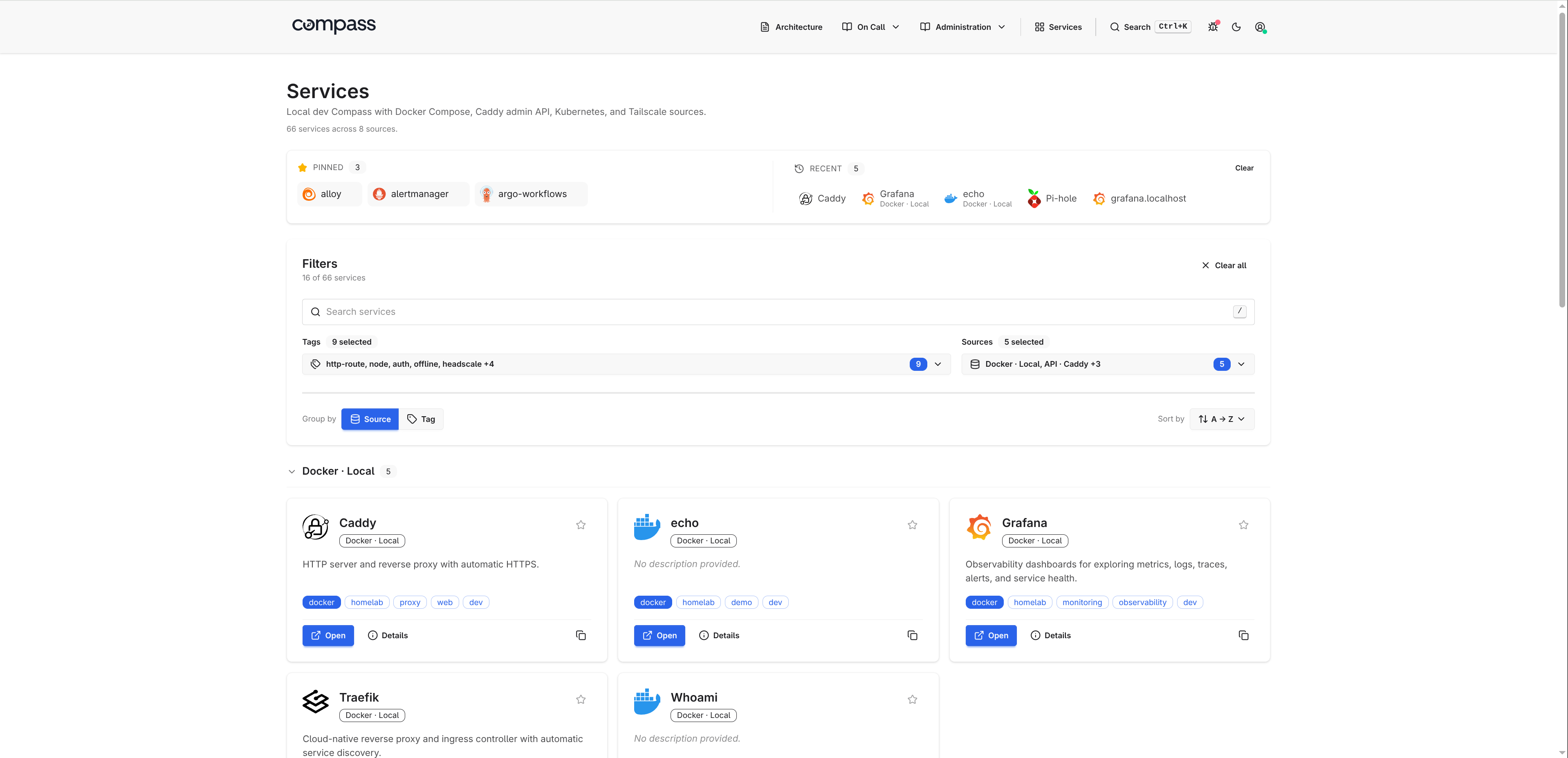 compass: self-hosted tool for developers and homelabbers