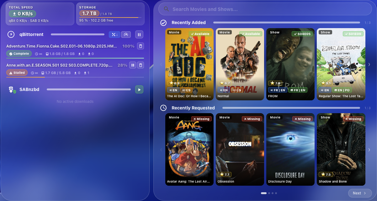 martinargalas/ha-arr-stack-card: manage your full media server stack — Radarr, Sonarr, SABnzbd,