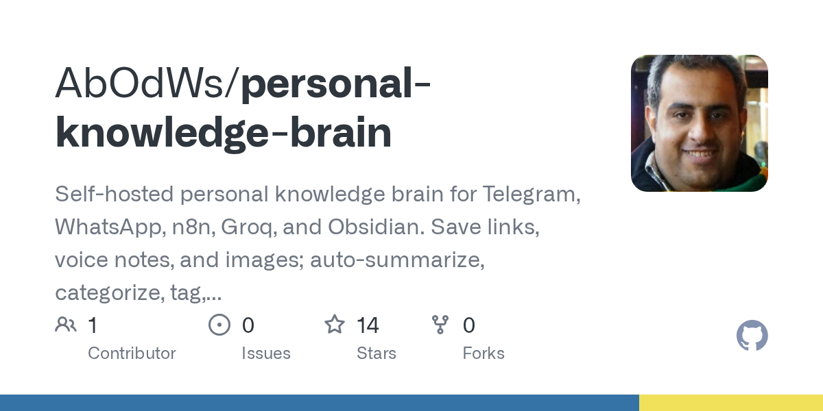 AbOdWs/personal-knowledge-brain: an open-source tool on GitHub for self-hosters