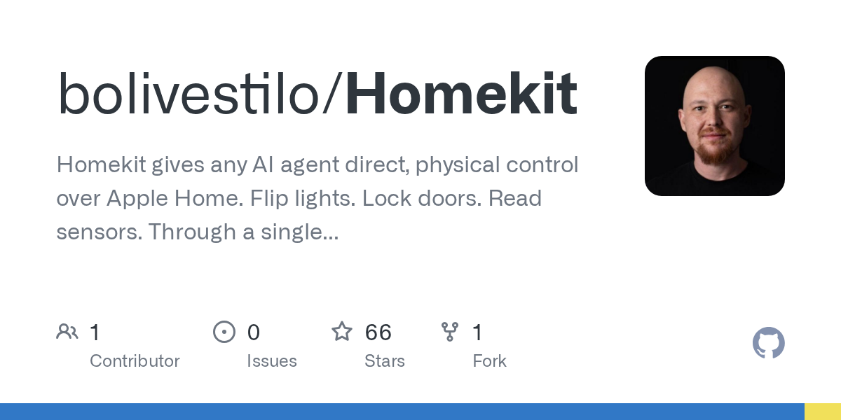 bolivestilo/Homekit connects AI agents to Apple Home via Model Context Protocol