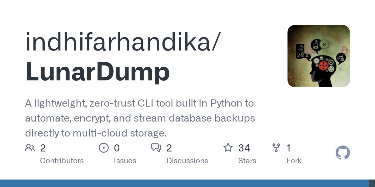 indhifarhandika/LunarDump: lightweight, Fast, Zero-Trust Database Backup Engine