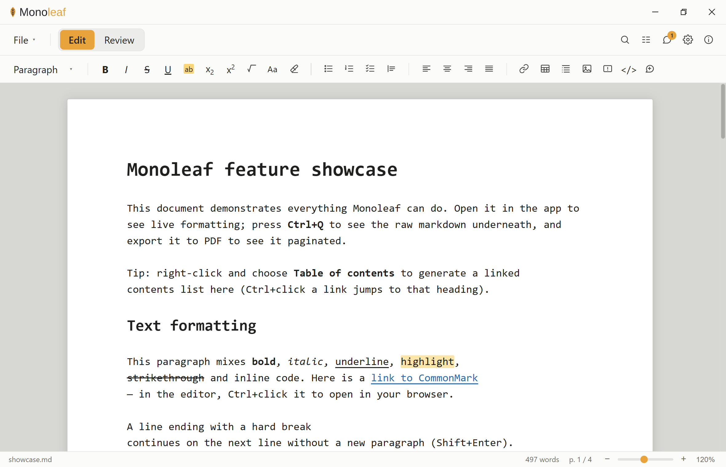 vibingbiochemist/Monoleaf: desktop Markdown editor that renders your document as you type (headings, bold