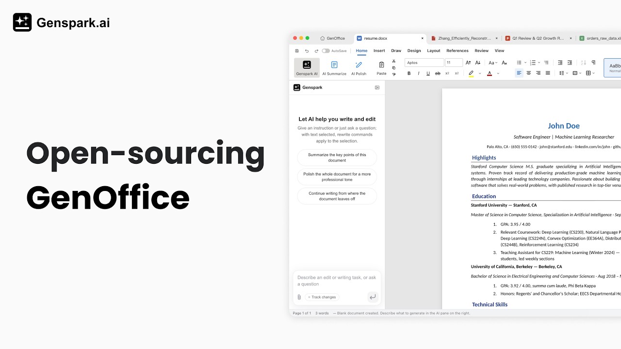 genspark-ai/genoffice: free, open-source alternative to Microsoft Office for macOS, Windows, and Linux