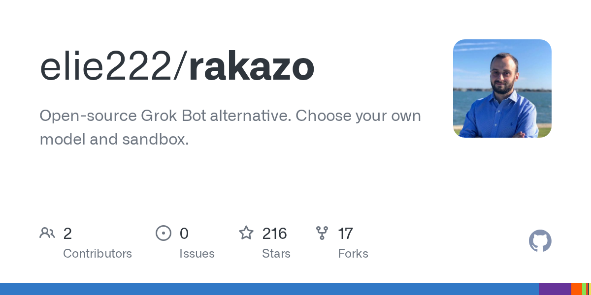 elie222/rakazo: open-source Grok Bot alternative, built with Cursor and Grok 4.6