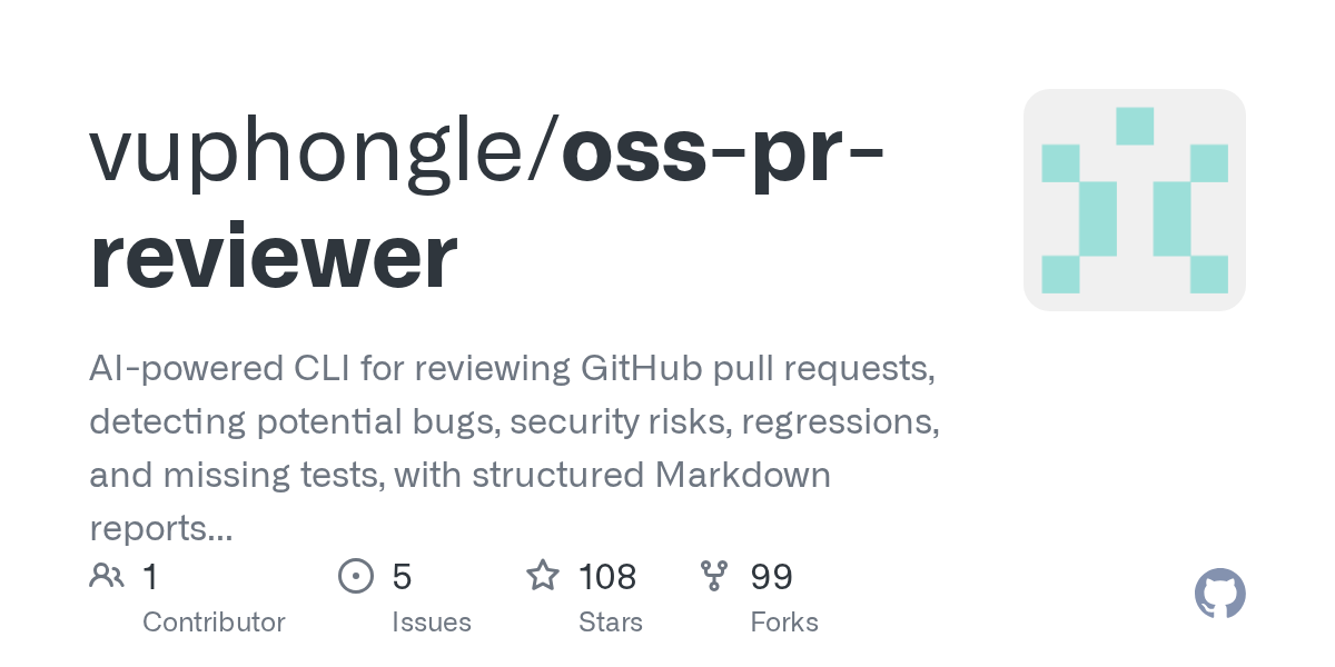 vuphongle/oss-pr-reviewer: aI-powered CLI for reviewing GitHub pull requests, detecting potential bugs