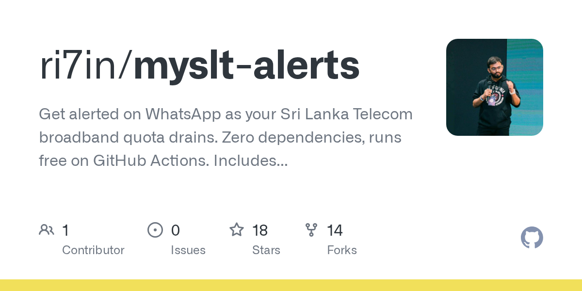 ri7in/myslt-alerts: get a message as your Sri Lanka Telecom broadband quota drains