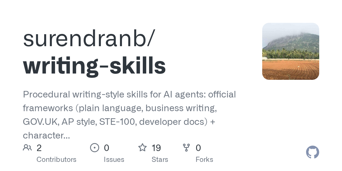 surendranb/writing-skills: one command, every agent on your machine