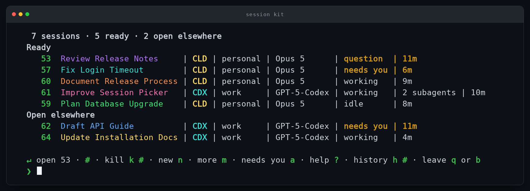 dob323/session-kit: session Kit is a local picker for Claude Code and Codex